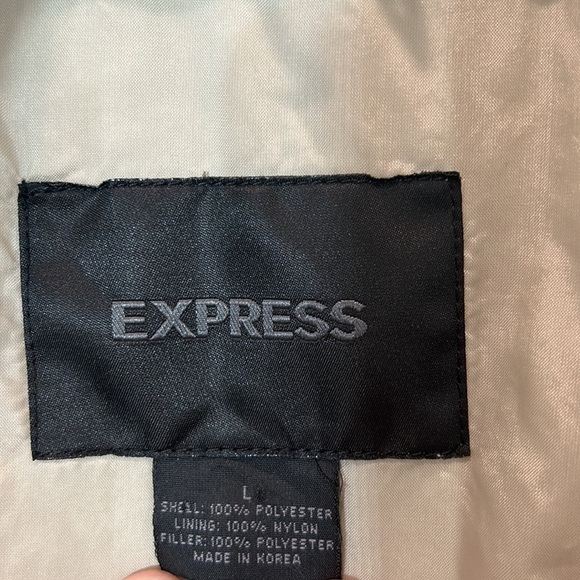 Vintage Express men’s large khaki solid classic zip front day jacket large - Picture 4 of 5